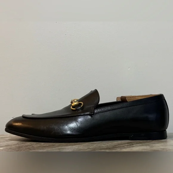 GUCCI BRIXTON Black Leather Horsebit Loafers US 8 Gucci 7.5 Jordaan $1100 - Picture 4 of 12